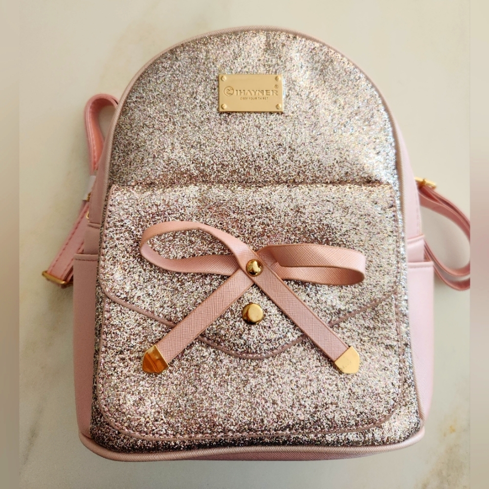 Backpack..Cute Sparkly Backpack! Blush Pink With Glitter And Bow